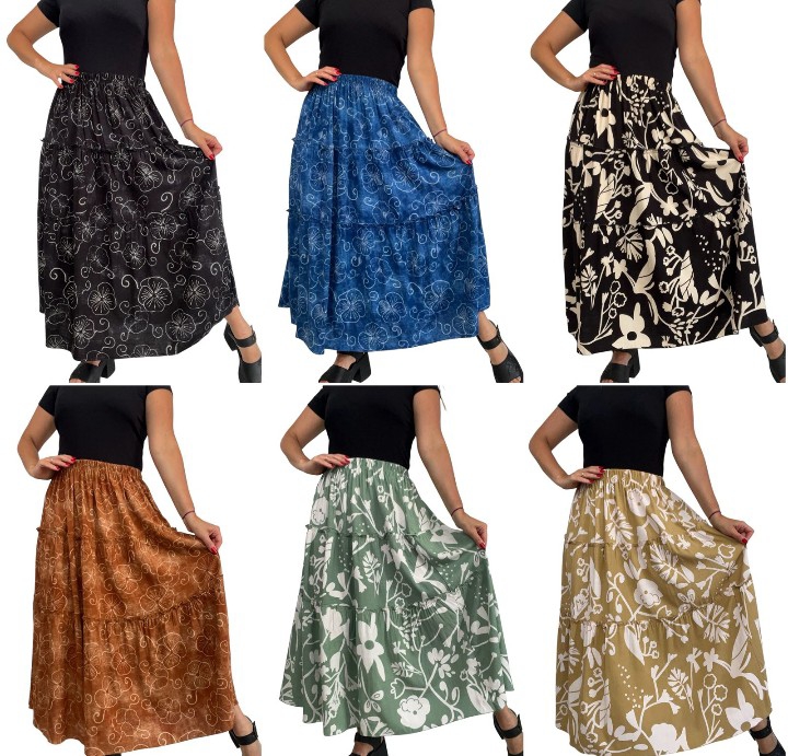 Pollera de Lino Estampado - Imagen 3