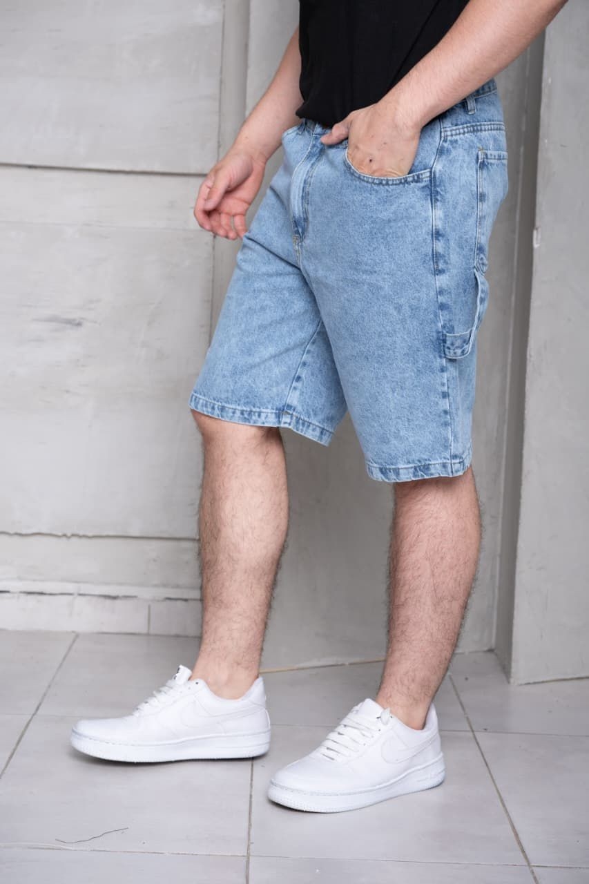 Bermudas Jeans Mom Carpintero Celeste - Imagen 3