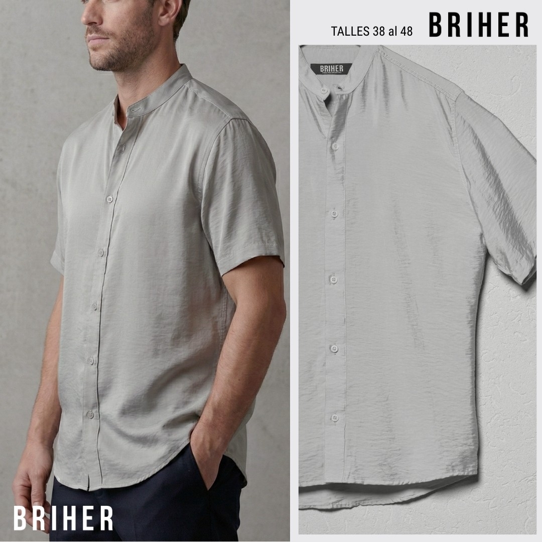 Camisa Lino Cuello Mao de Hombre Rígido - Imagen 2