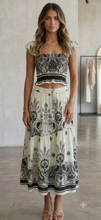 Conjunto Top y Pollera
