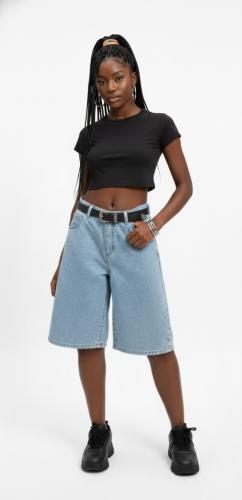 Bermuda Jean Baggy Celeste Pantalón Corto Ancho Clásico 2000's Dama Mayoristas - Miniatura 1