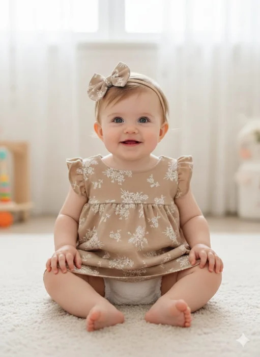 Vestido Lino Cey Estampado Más Bombachita Más Vincha