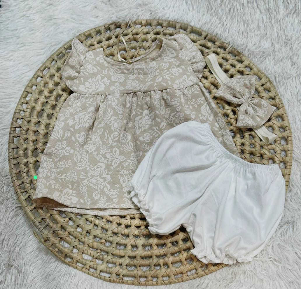 Vestido Lino Cey Estampado Más Bombachita Más Vincha - Imagen 3
