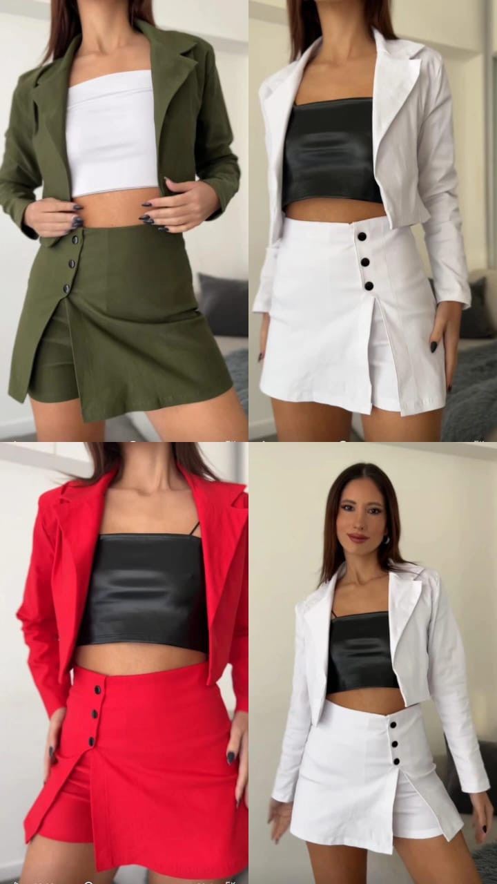 Conjunto Blazer Corto+ Short Pollera - Imagen 3