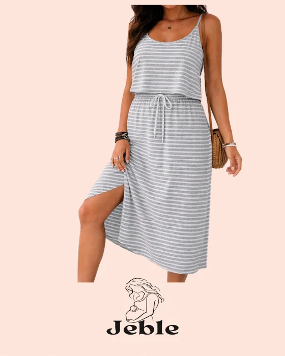 Vestido Rayado Maternal Amamantar Algodón y Lycra Linea Jeble