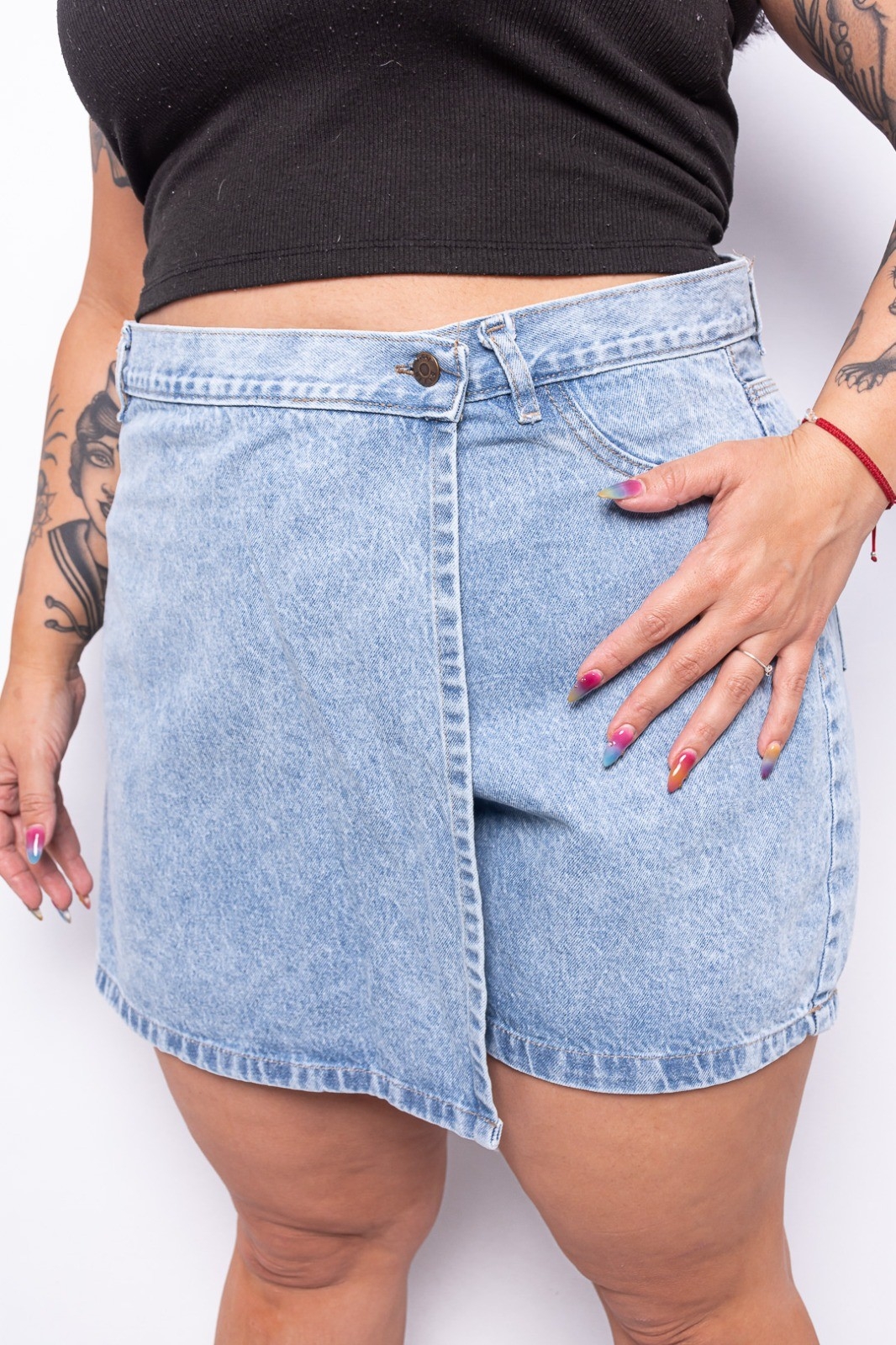 Short Pollera Talle Especial 48 al 54 Celeste y Azul - Imagen 3
