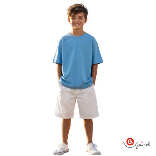 4112 Bermuda Niño Jean Rigido Bull Blanco Ancha