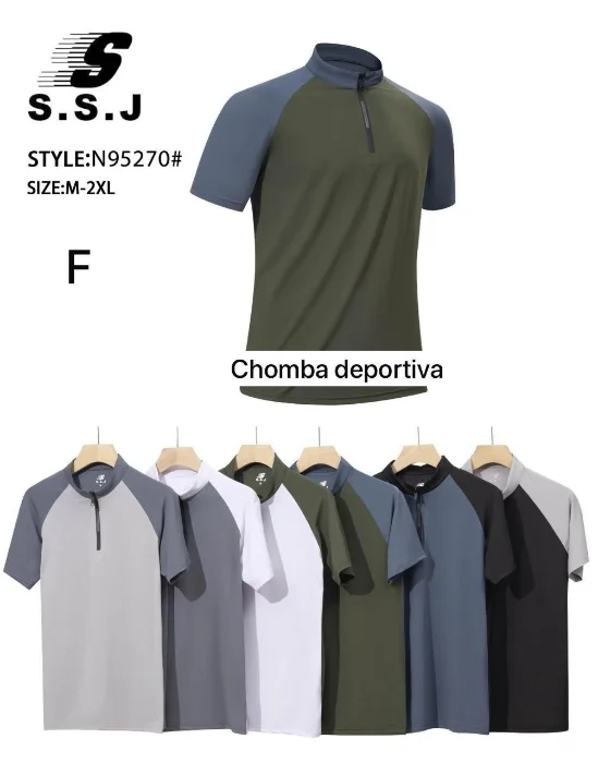 Chomba Deportiva Bicolor con Cierre Máximo Rendimiento
