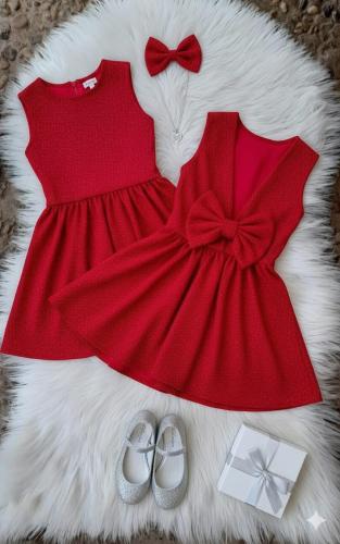 Vestido con Moño Corte Prinsesa Tela Skuba con Glitter