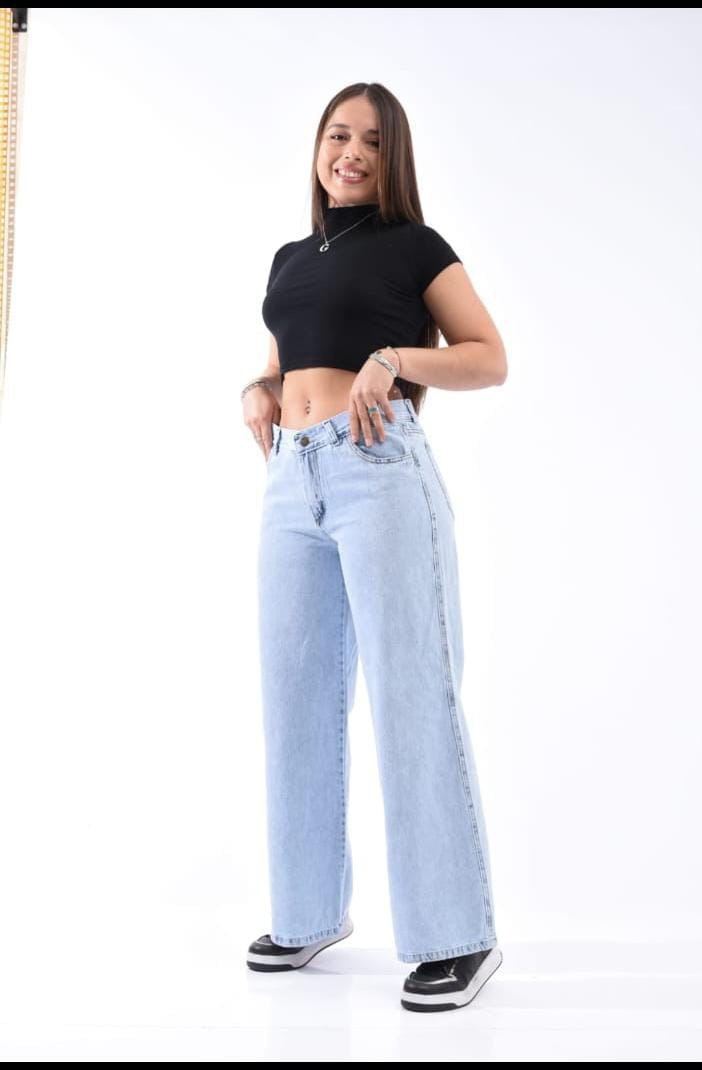 Pantalón. Wide  Celeste Arenado - Imagen 2