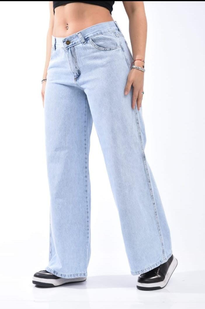 Pantalón. Wide  Celeste Arenado - Imagen 3
