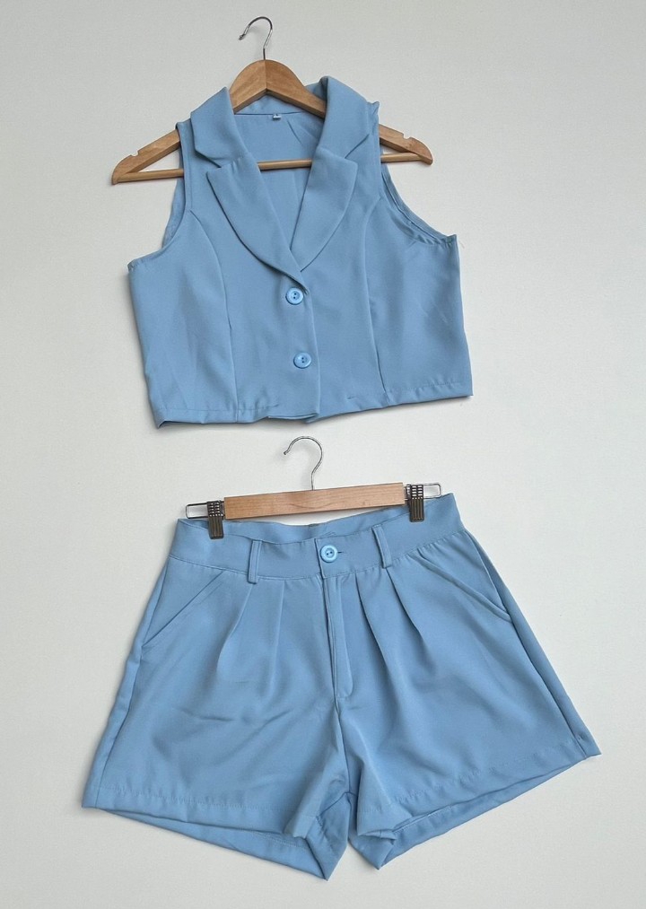 Conjunto Sastrero Short Chaleco Mujer - Imagen 2