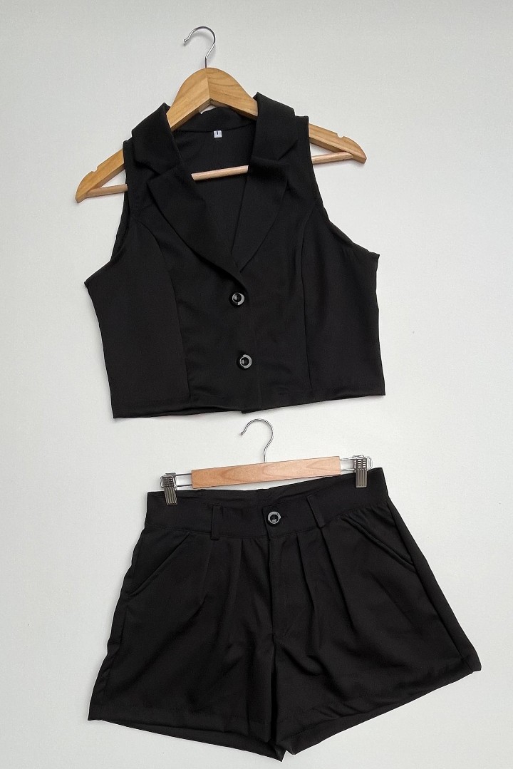 Conjunto Sastrero Short Chaleco Mujer - Imagen 3