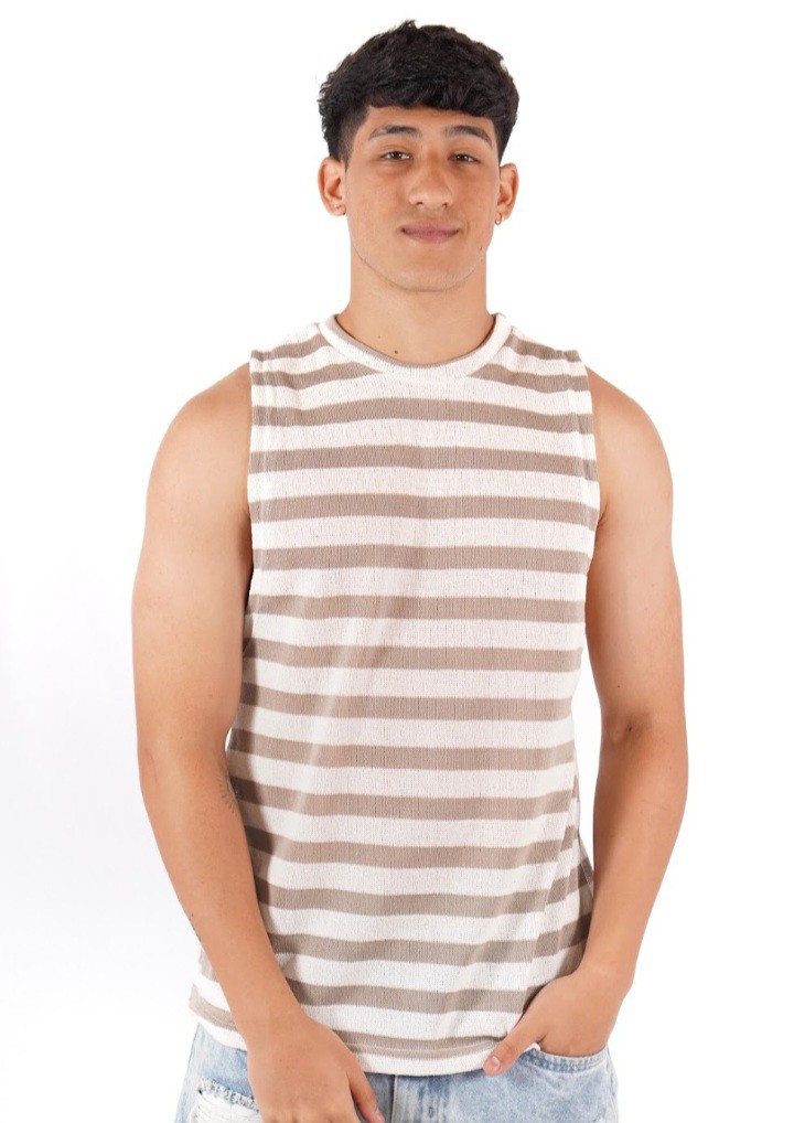 Remera sin Manga Tejida Rayada - Imagen 2