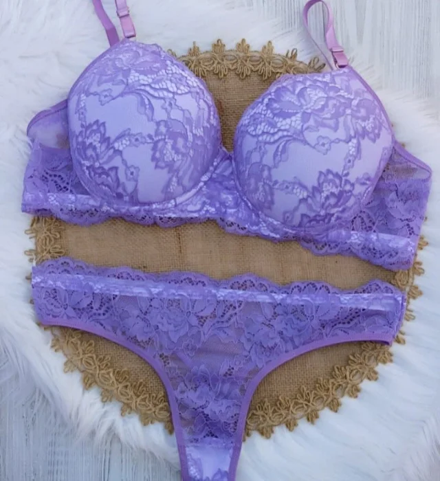 Conjunto  Encaje Armado con Aro Colores Pastel