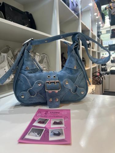Cartera Mini Bag Baguette Jeans Azul Blanco Bordo Negra Roja - Miniatura 3