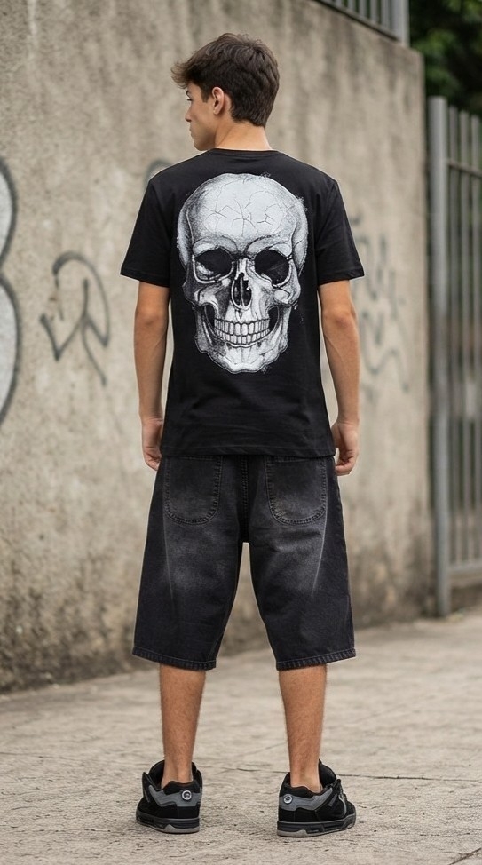 Bermuda Baggy Gris con Bigote - Imagen 2