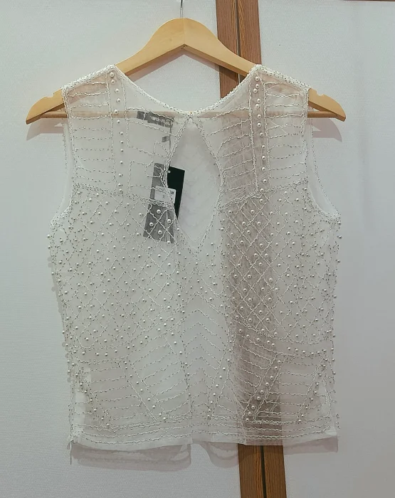 Blusa Musculosa Brillo Perlas