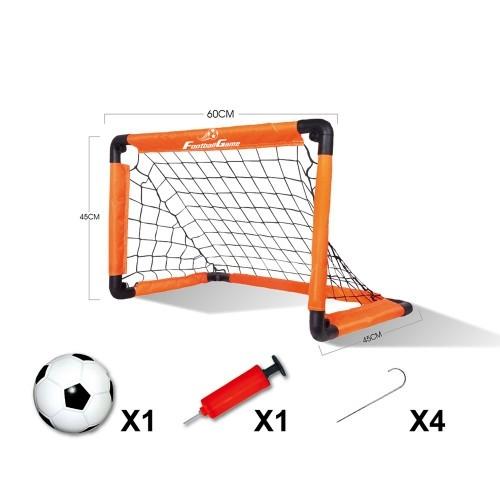 Sp05 Arco Futbol con Red Plegable Pelota 60 X 90 Cm Inflador Naranja