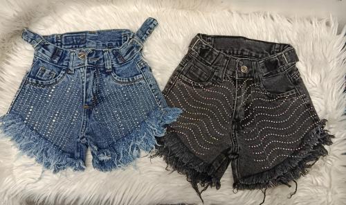 Shorts Rígido Jeans con Brillo
