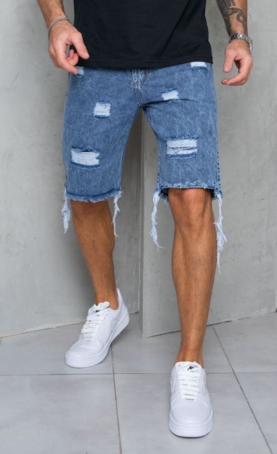 Bermudas Jeans Mom Roturas Desflecado - Imagen 3
