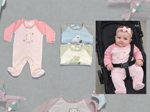 Entero Algodon Combinado Bordado Micky Baby T.(0-3) Art.200 Surtido de Colores