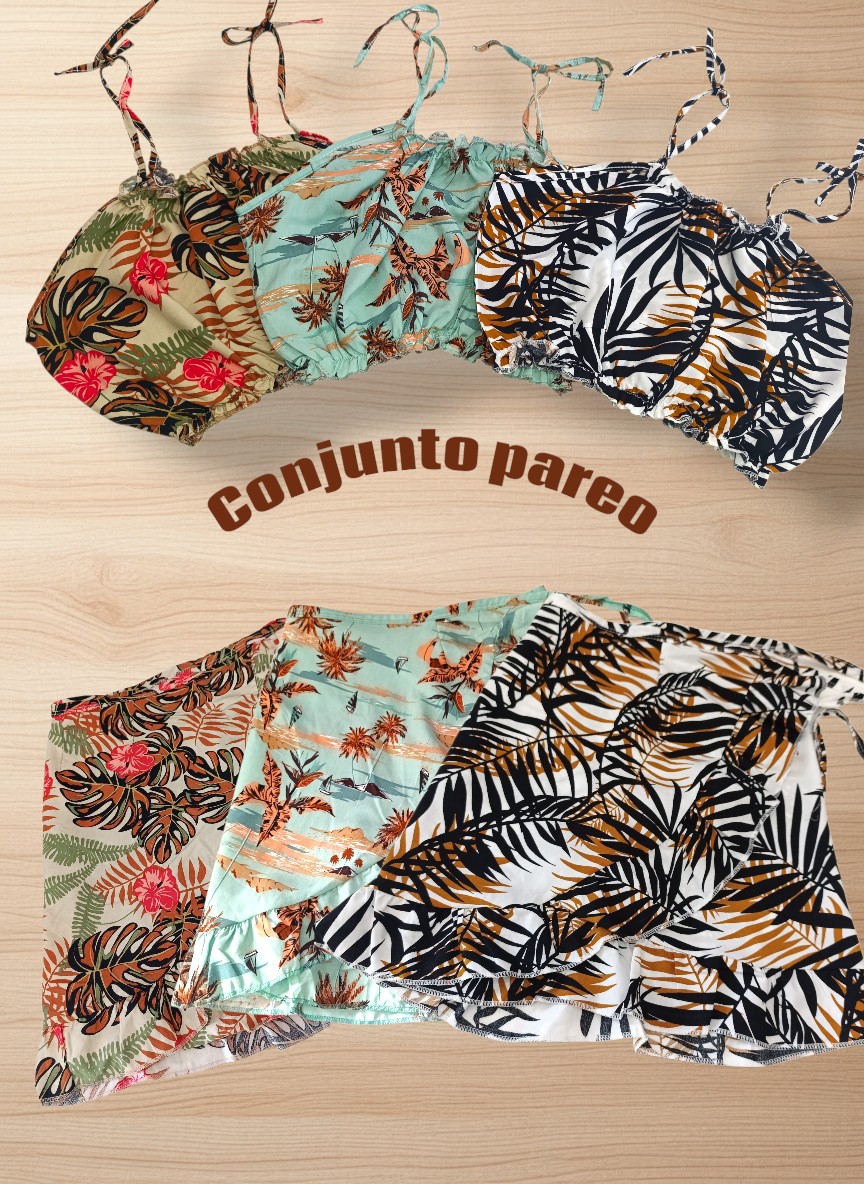 Conjunto Top + Pareo Fibrana Poplin Estampado - Imagen 2