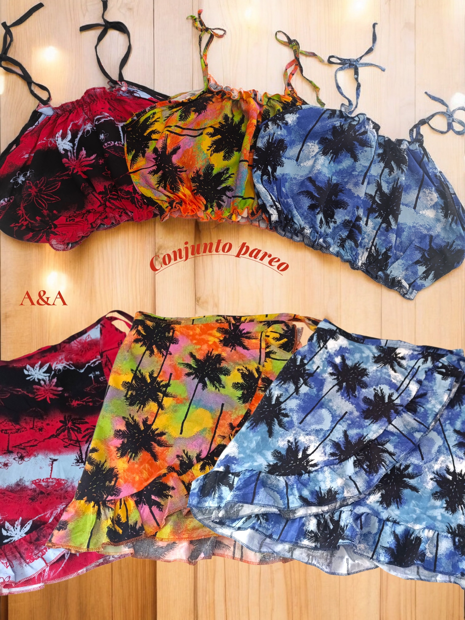 Conjunto Top + Pareo Fibrana Poplin Estampado - Imagen 3