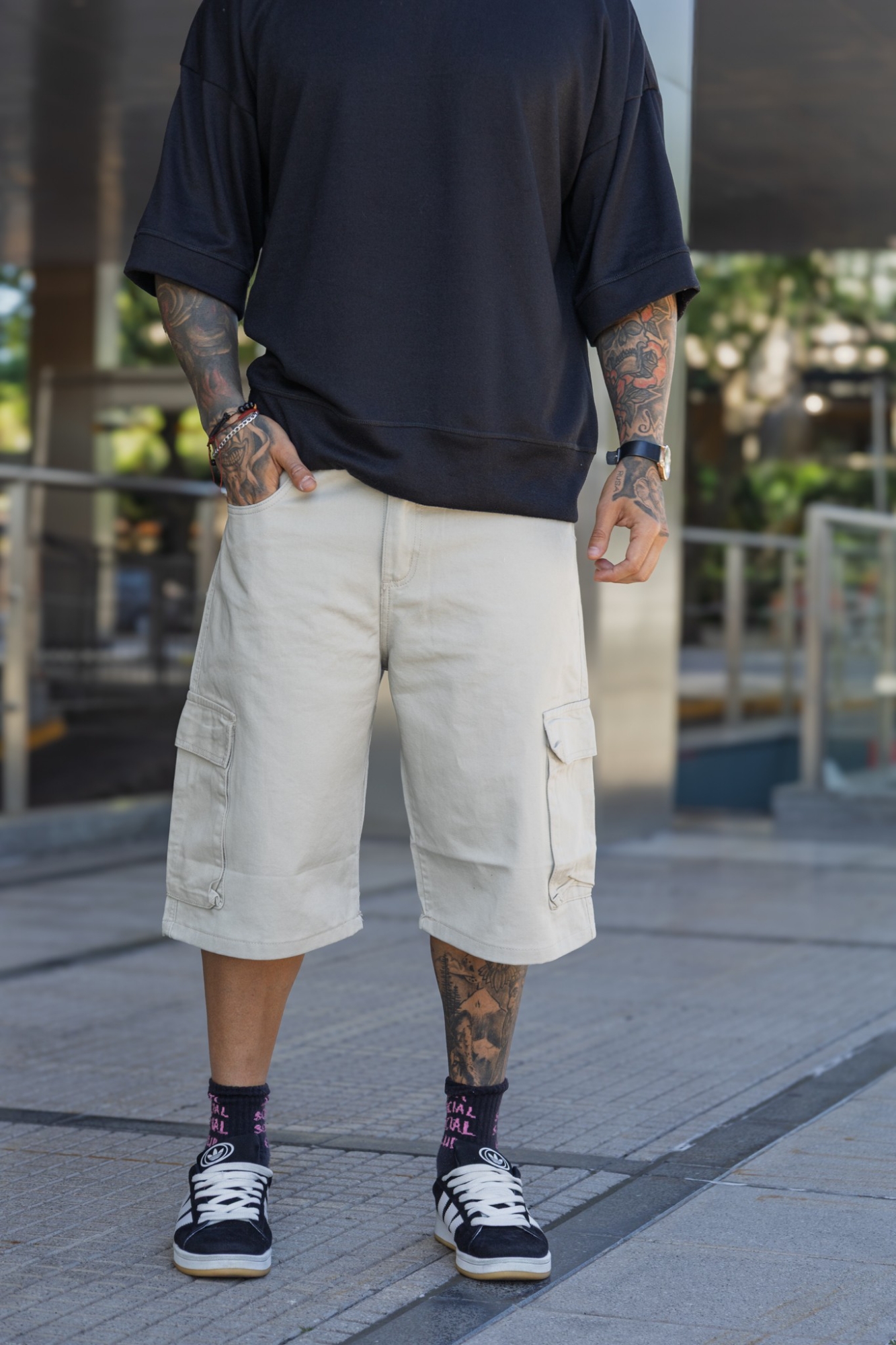 Bermuda Baggy Cargo Beige - Imagen 2