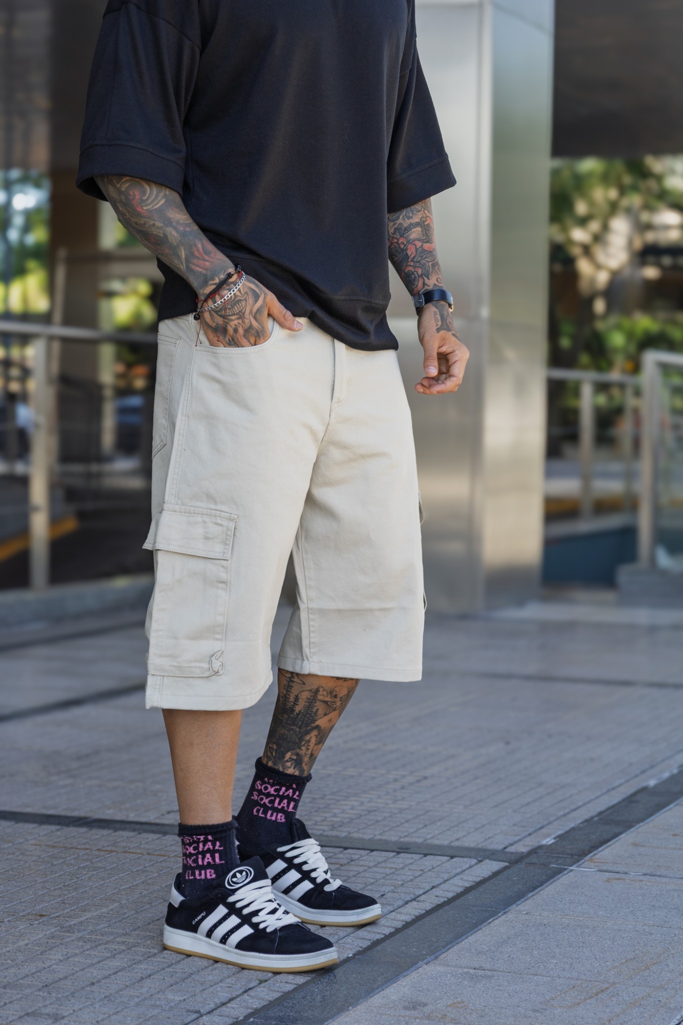 Bermuda Baggy Cargo Beige - Imagen 3