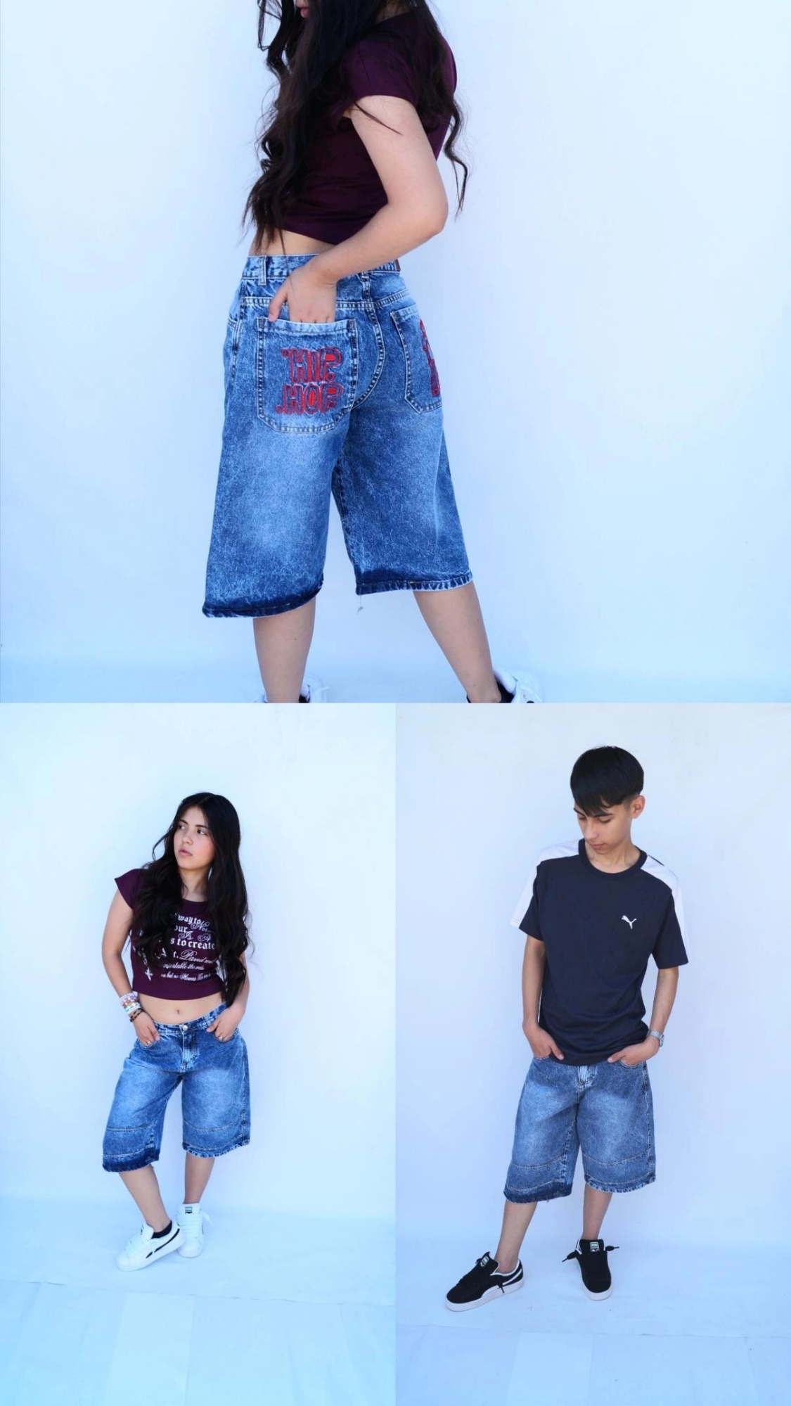 Teens Bermuda Baggi Azul Localizado Bordado - Imagen 9