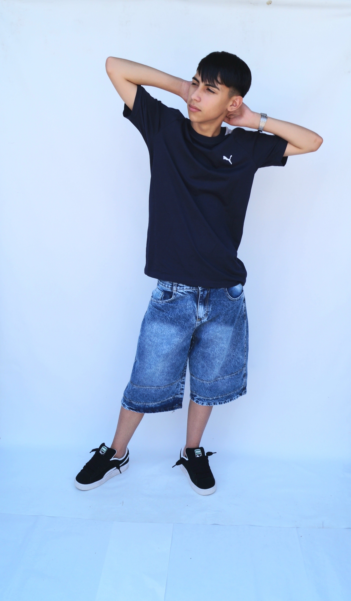 Teens Bermuda Baggi Azul Localizado Bordado - Imagen 6