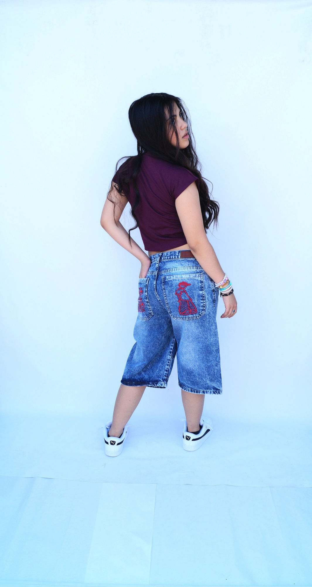 Teens Bermuda Baggi Azul Localizado Bordado - Imagen 5