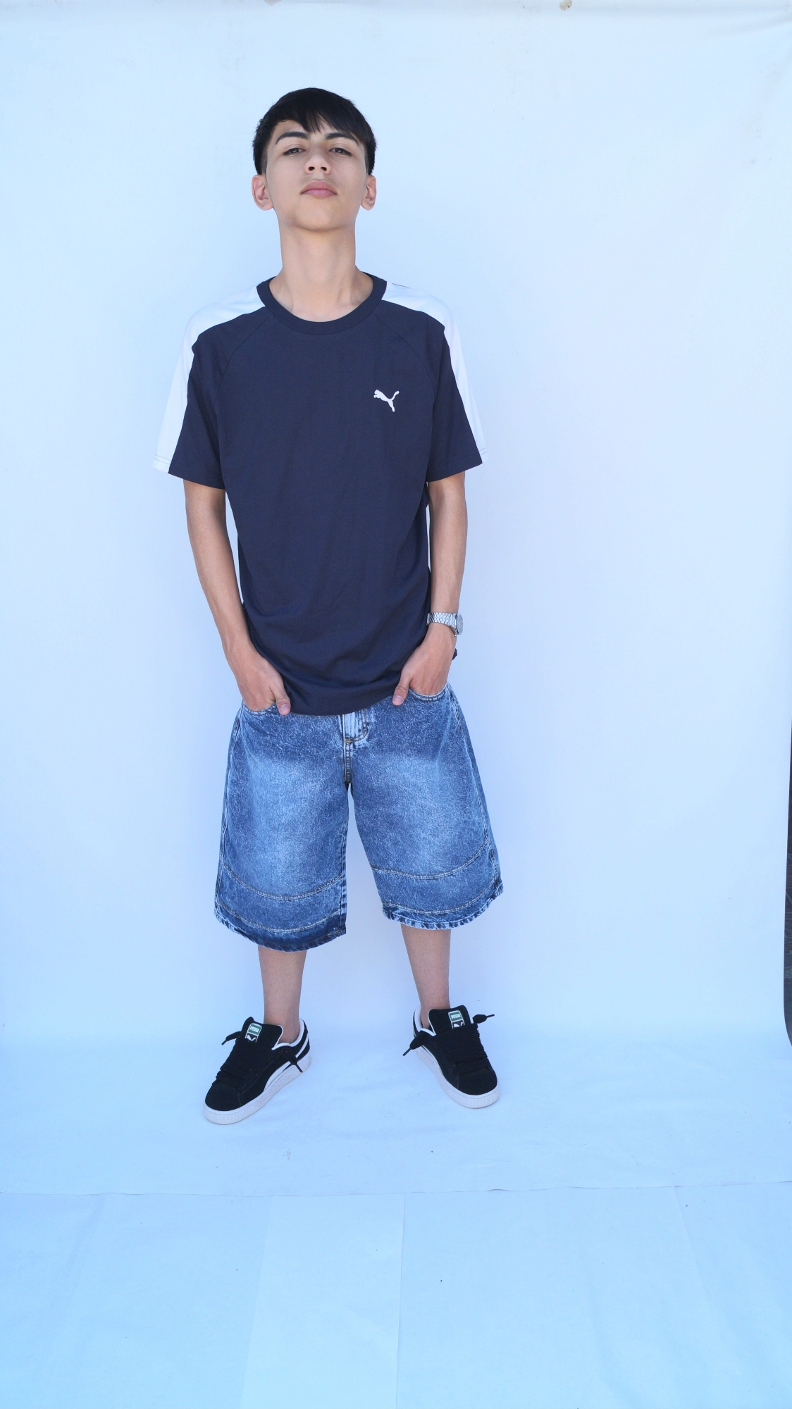 Teens Bermuda Baggi Azul Localizado Bordado - Imagen 8
