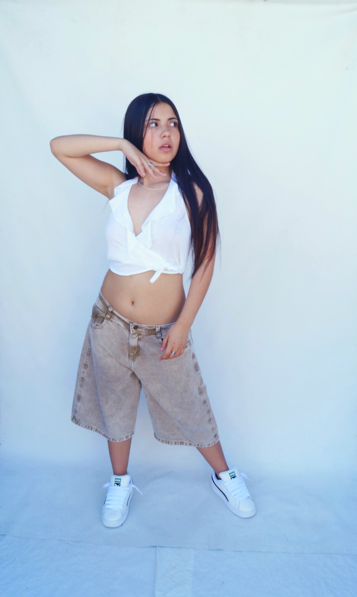 Teens Bermuda Baggi Camel Liso - Imagen 4