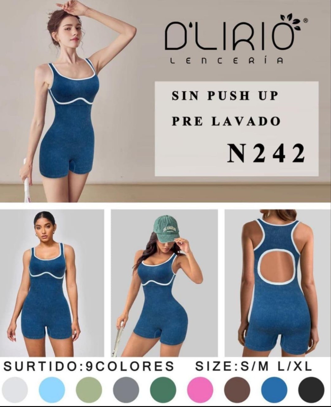 Catsuit Prelavado Borde Blanco sin Frunce - Imagen 2