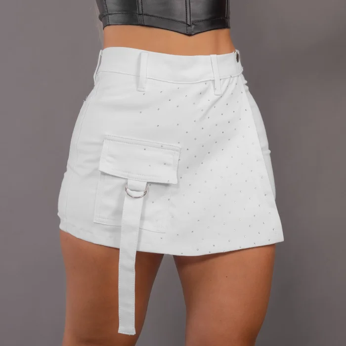 Short Pollera Blanco C/strass