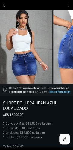 Short Pollera Jean Celeste Oxido Azul Mujer Falda Denim Mayoristas Hotsale - Miniatura 3