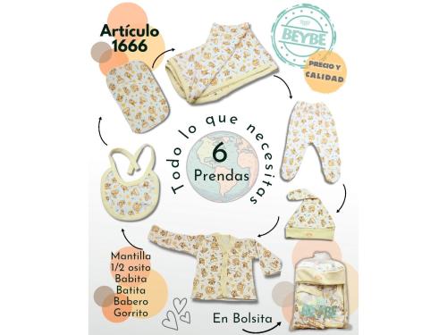 Set Beybe 6 Piezas Estampado Art.1666 Surtido de Colores