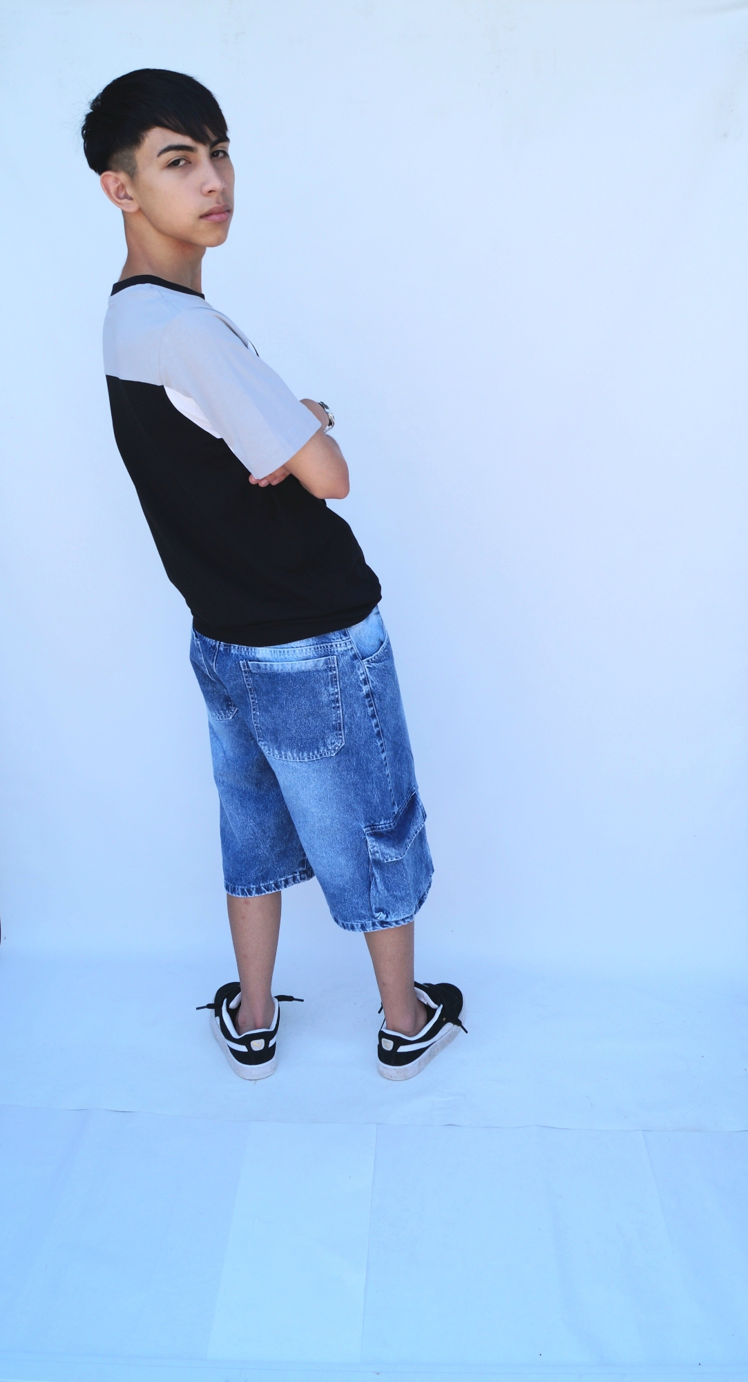 Teens Bermuda Baggi Azul Localizado Elastizado - Imagen 5