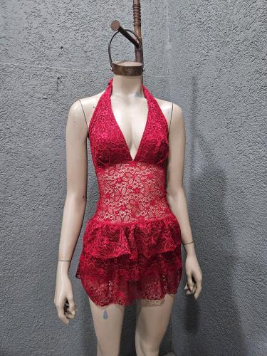 Vestido Encaje Bolado