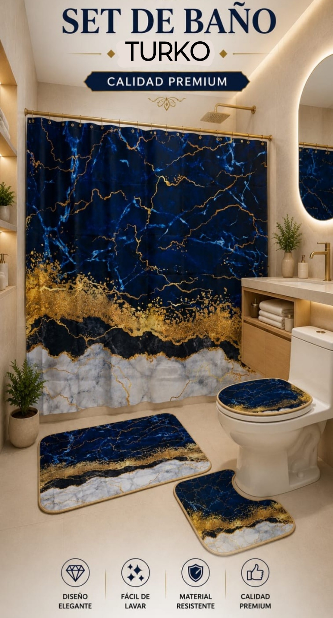 Set de Baño 4 Piesas Línea Casaeter - Imagen 4