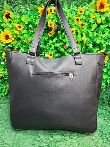 Bolso Morral Grande de Cuero Ecológico con Pompon con Brillitos Excelente Calidad - Miniatura 3