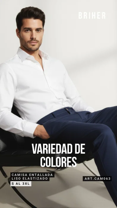 Camisa Entallada Elastizada Blanca - Más Colores