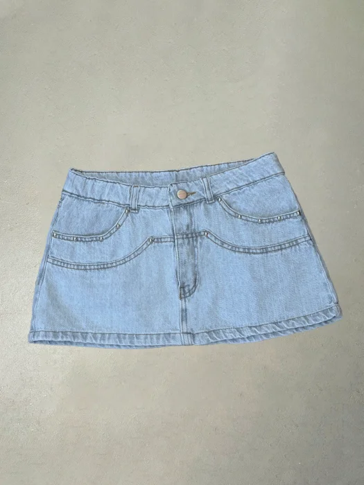 Mini Tiro bajo Color Celeste con Tachas