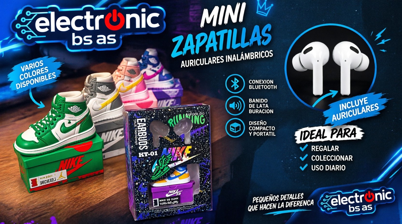Auriculares Inalámbricos Bluetooth + Funda de Silicona Tipo Zapatillas - Imagen 2