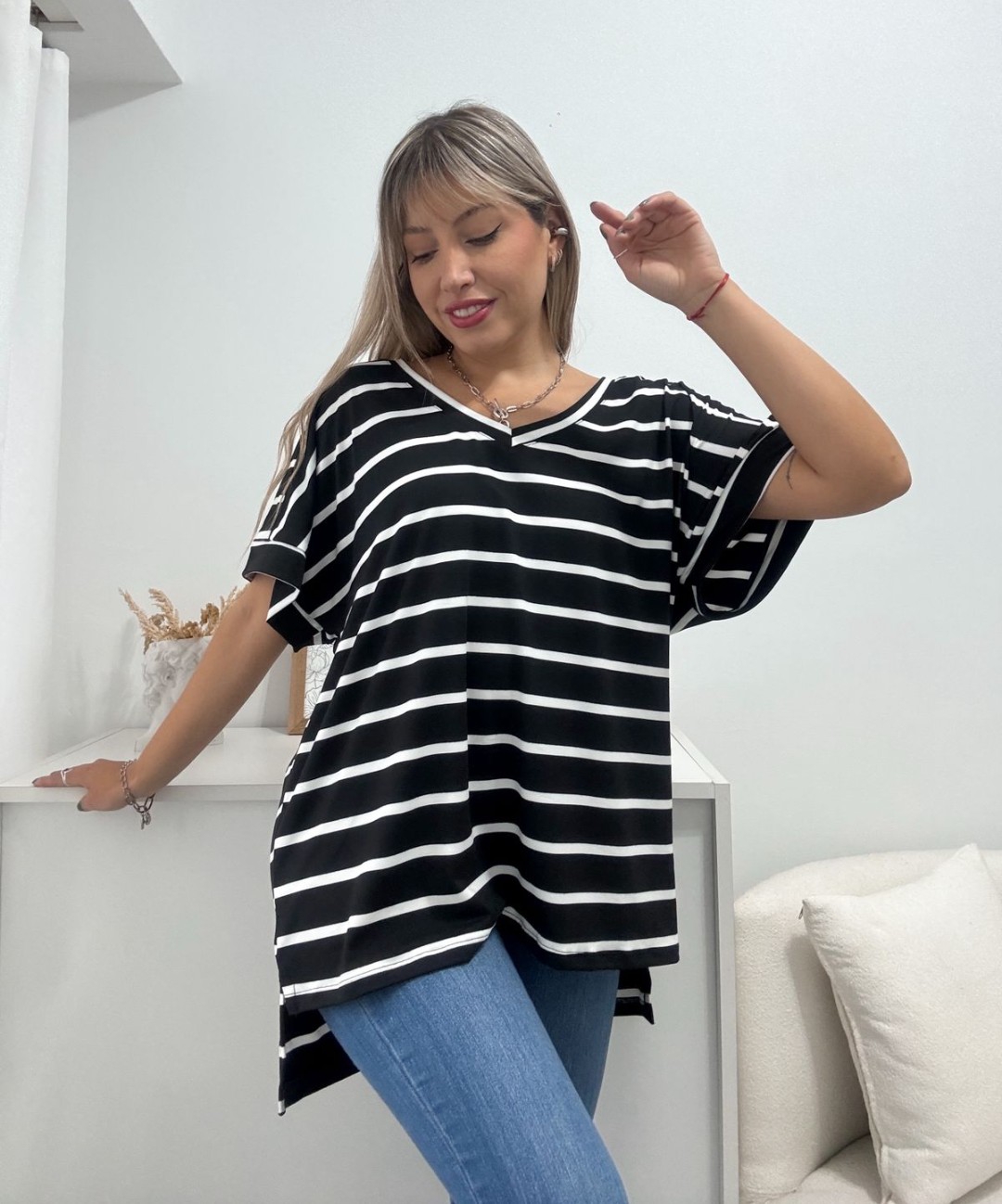 Remera Amplia Rayada Sara - Imagen 2