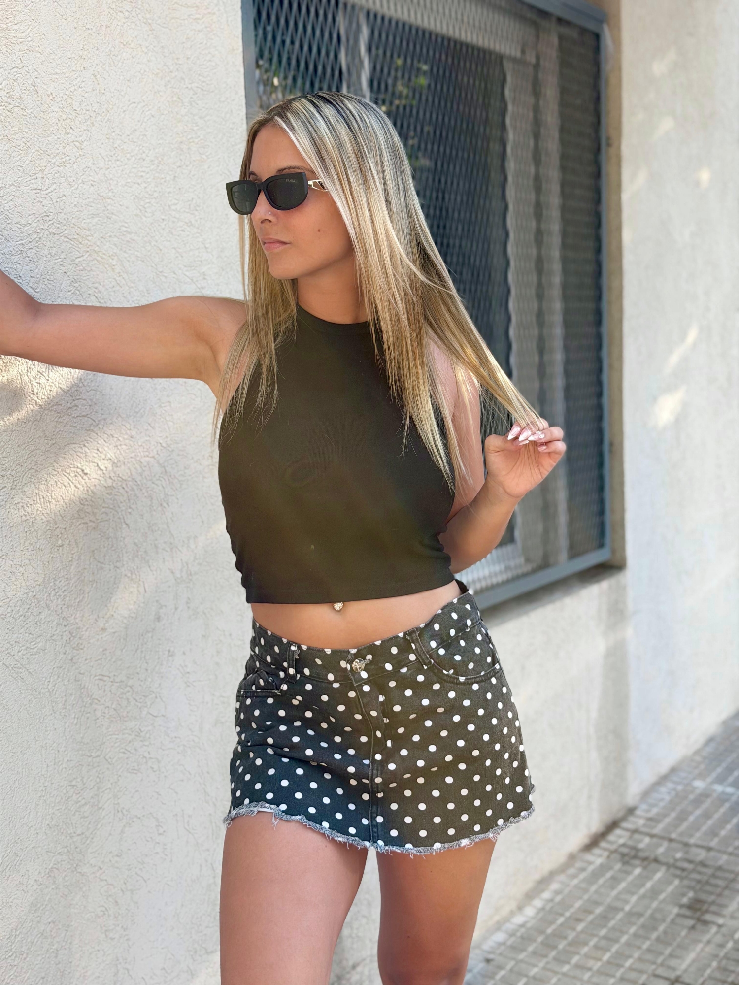 Shorts Pollera Negro Lunar - Imagen 3