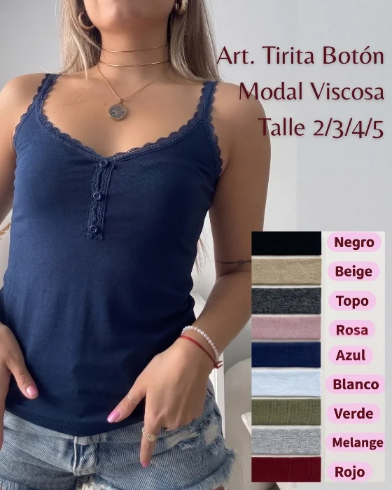 Musculosa Tirita Encaje Boton