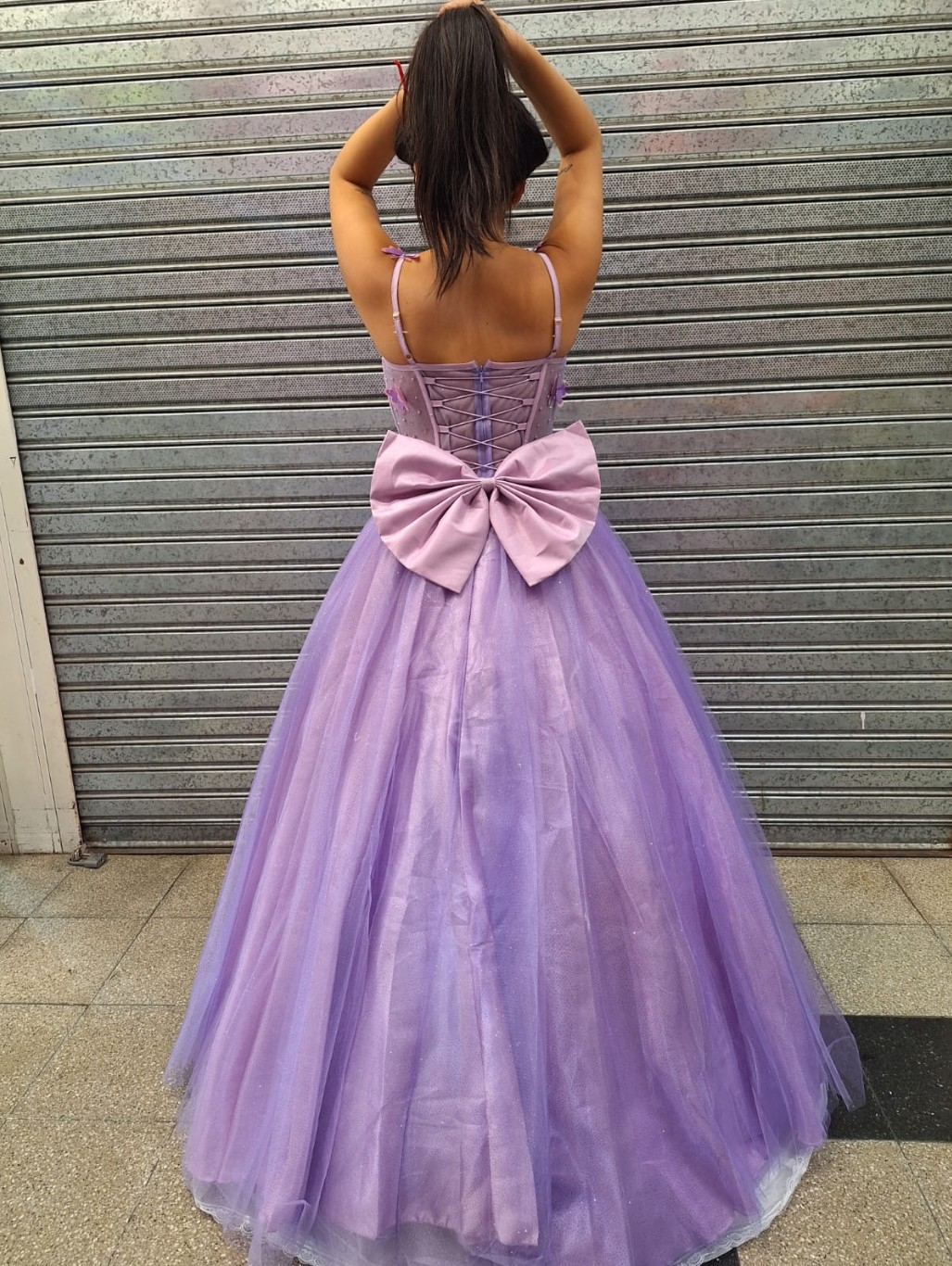 Vestido de 15 Años Importado Elsa con Moño (2 Piezas) - Imagen 2